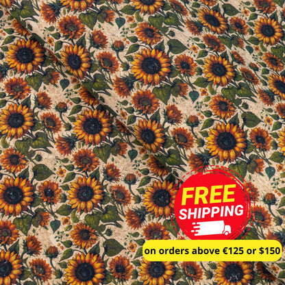 Floral Collection - Sunflower Pattern Cork Fabric COF-730