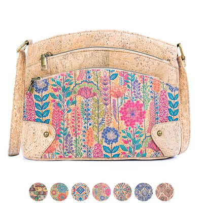 Three-Line Zipper Women's Cork  Crossbody Bag BAGD-604