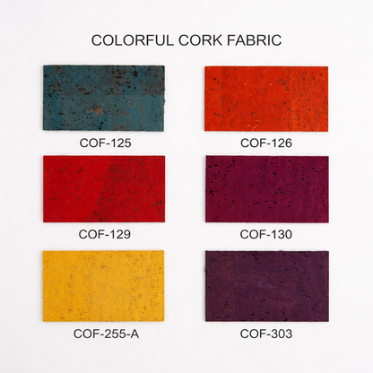 Colorful Cork Fabric | 8x5cm (3.1x2in) | 11 Piece Sample Pack