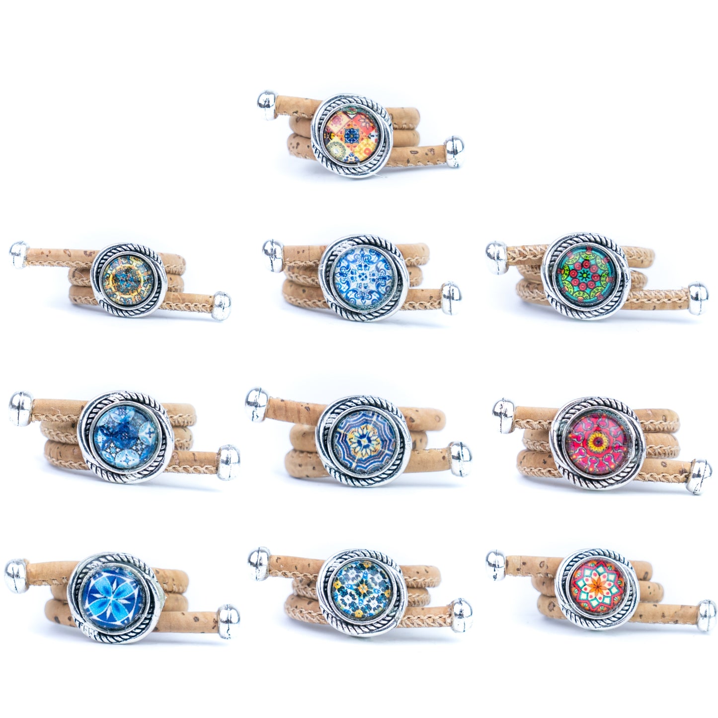 Cork Vintage Ring Set (10 rings | Random Mixed Colors) R-002-MIX-10（random）