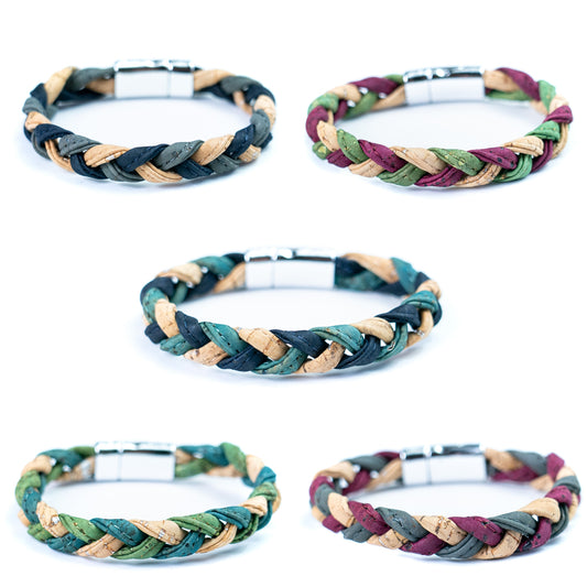 Colorful Cork Bracelet Made of Natural Cork Thread and Magnet Clasp BRW-013-MIX-5（new）