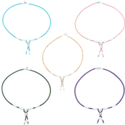 3mm natural color round cork wire handmade necklace NE-1045-MIX-5