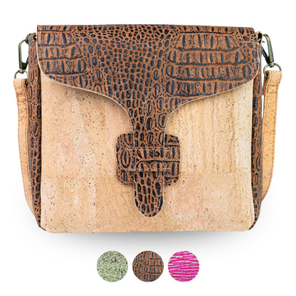 Compact Cork Crossbody Bag with Decorative Flap BAGP-397