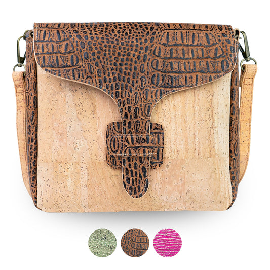 Compact Cork Crossbody Bag with Decorative Flap BAGP-397