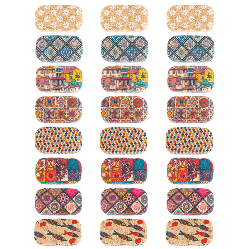 Cork Contact Lens Case with Mirror – Multicolor Pattern – L-1165-MIX-24 (24 Units)