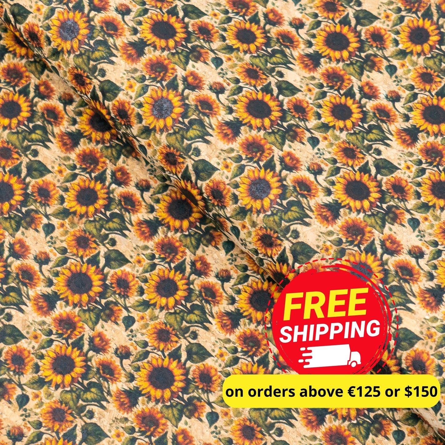 Floral Collection - Sunflower Pattern Cork Fabric COF-730