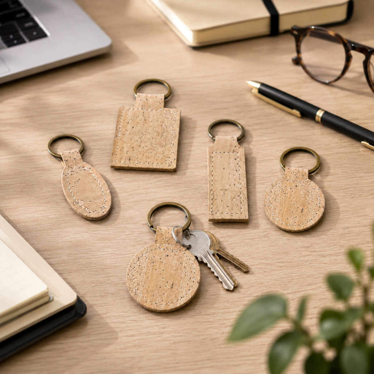 Natural Cork Keychains – Pack of 5