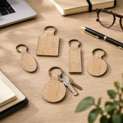 Natural Cork Keychains – Pack of 5
