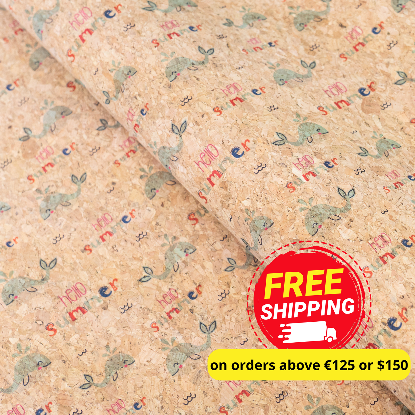 Summer Collection - Whale Summer Cork Fabric COF-25