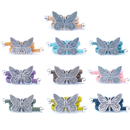 Portuguese Handmade Cork Ring Set | Four-Butterfly Alloy Accessories | 10-Color Fixed Set |R-003-MIX-10