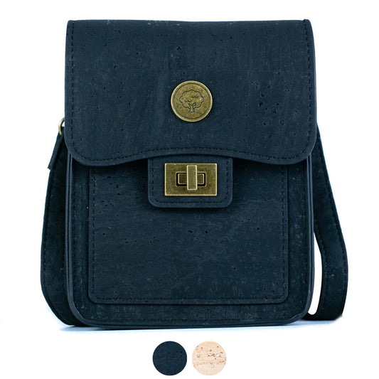 Cork Crossbody Phone Bag – Natural & Black Cork BAG-2360