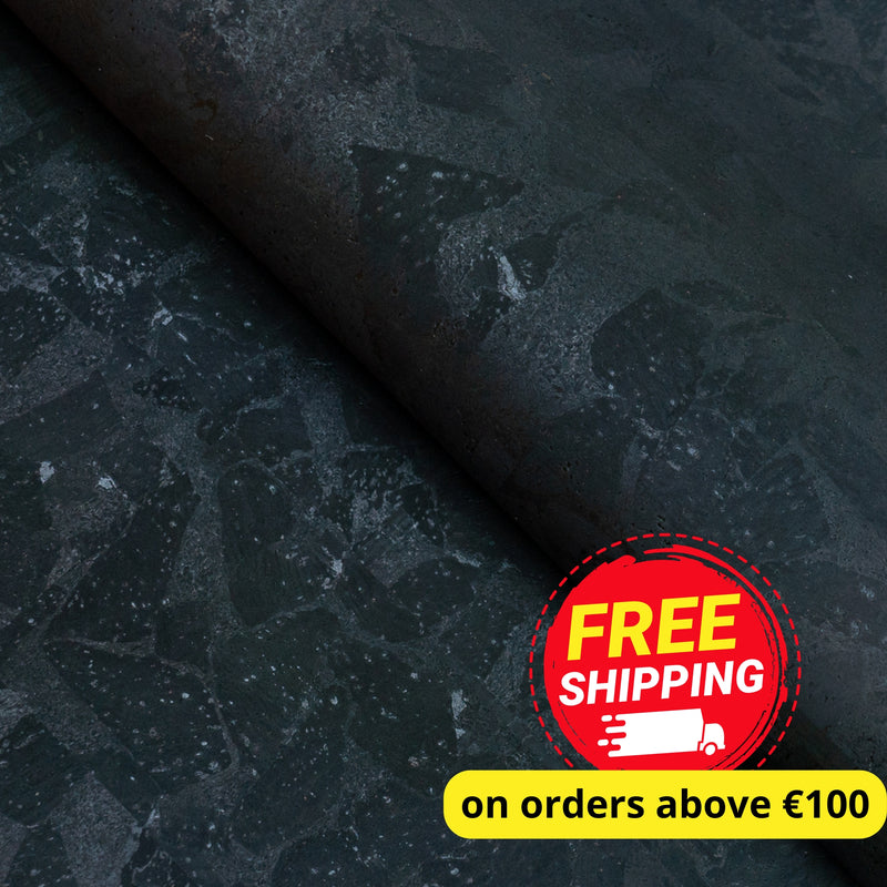 1.35mm Thick Black Cork Fabric Microfiber Backing COF-613