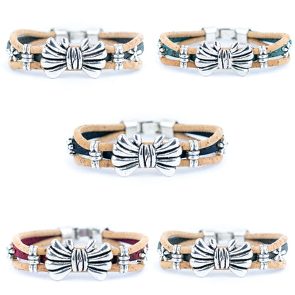 Natural cork bow bracelet | Portuguese handmade jewelry cork cord handmade bracelet  DBR-038-MIX-5