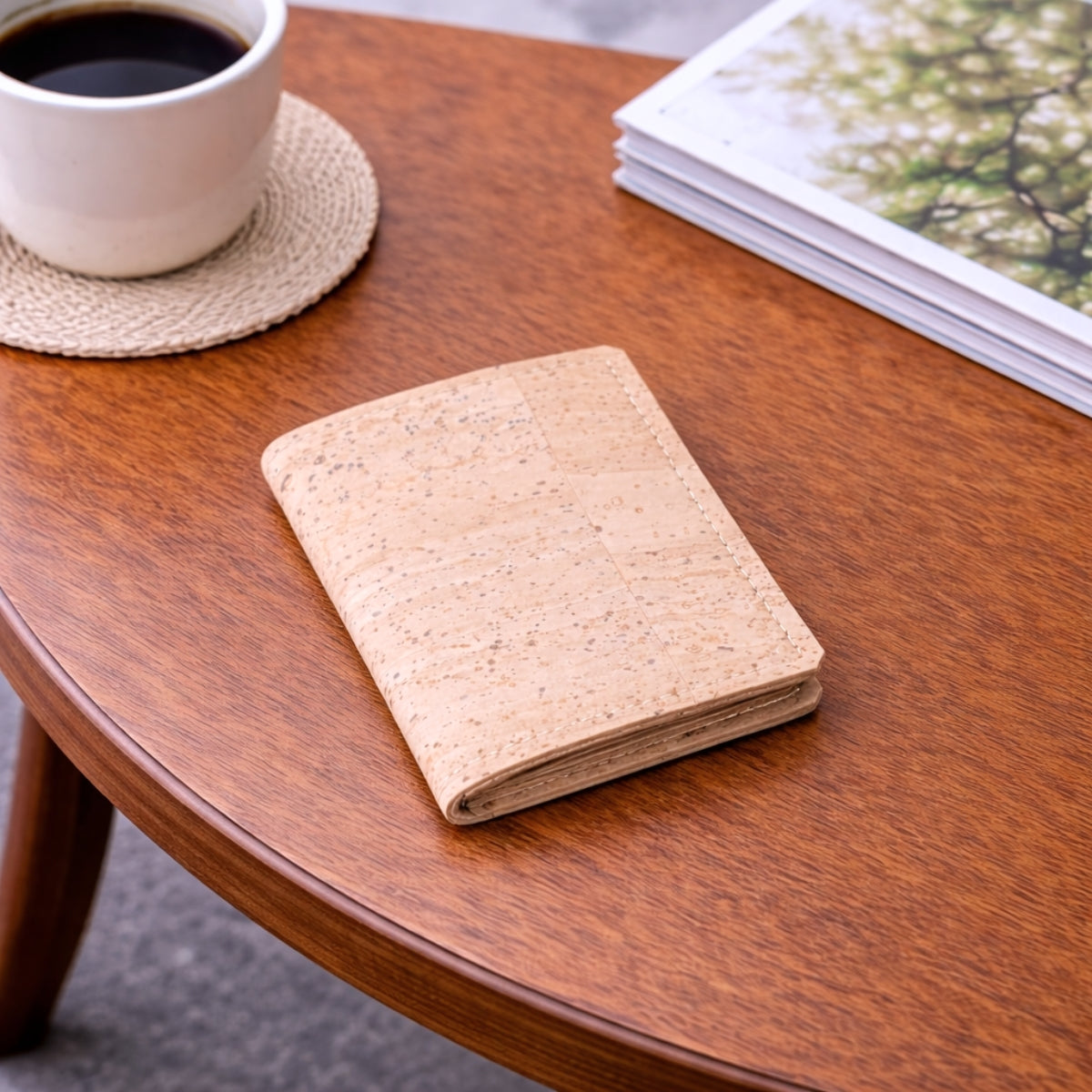Natural Cork Bifold Wallet — Slim, BAGP-373