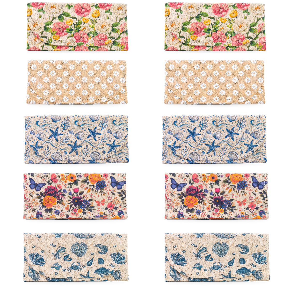 Printed Cork Glasses Cases – Magnetic Closure, Pack of 10 | L-1232-MIX-10