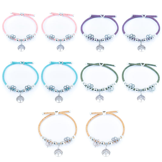 Colorful cork thread and Alloy accessories handmade women's bracelet DBR-030-A-10(MIXED)