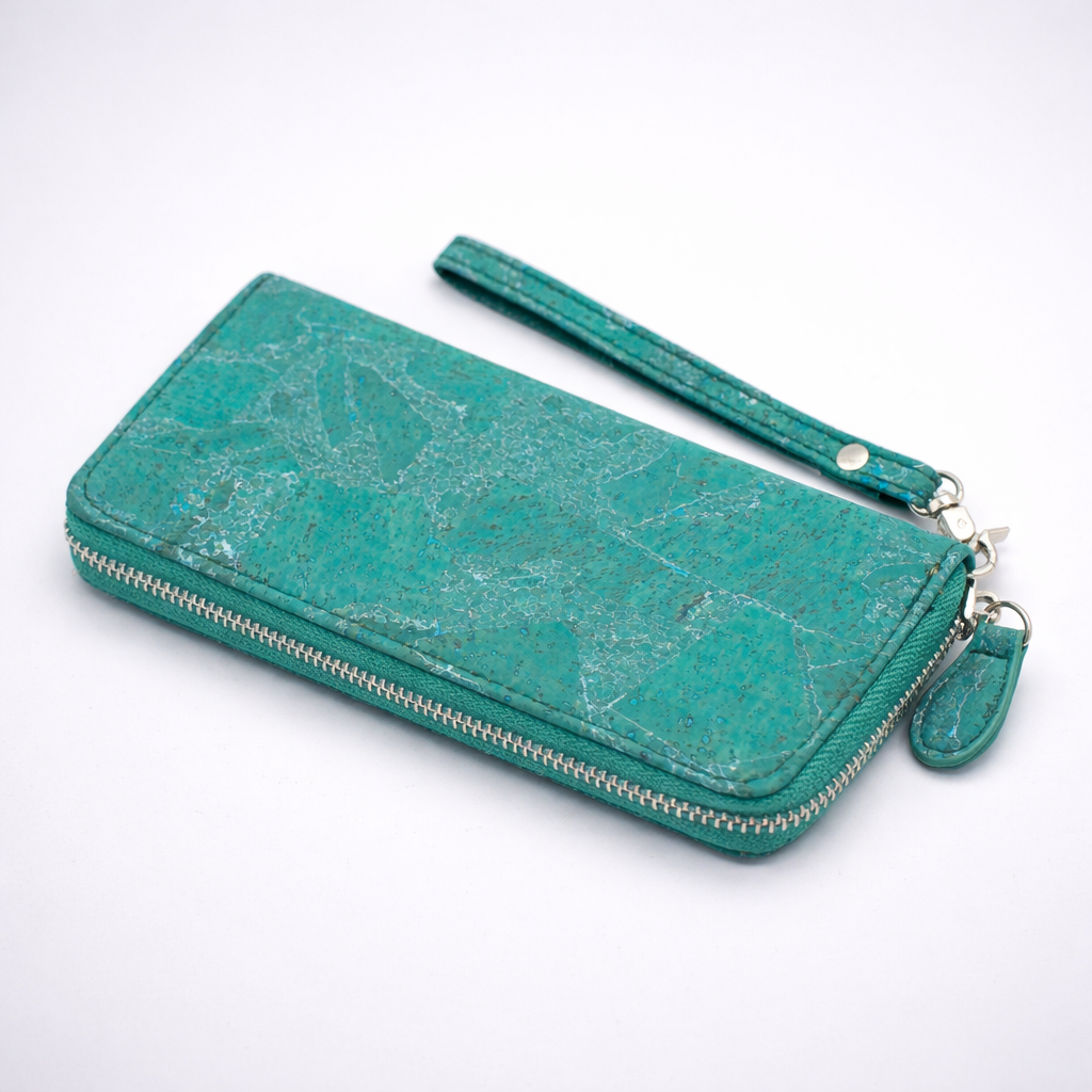 Turquoise Green Cork Wallet with Detachable Wrist Strap BAG-2084