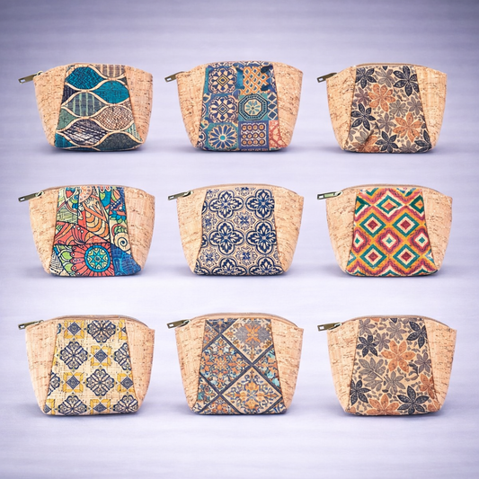 Cork Coin Purse Cube Pattern – 10 pcs Mixed Designs (Random Patterns)