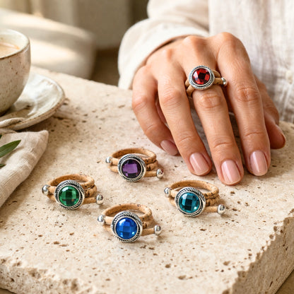 Portuguese Handmade Cork Rings – 5 Colors Set (10 pcs) RW-030-MIX-10