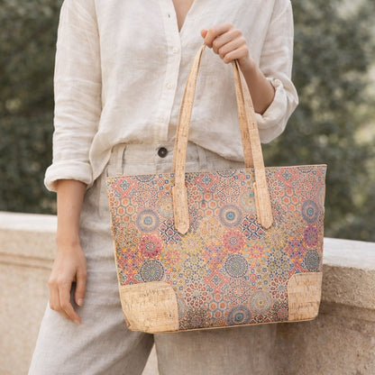 Printed Cork Tote & Crossbody Bag — BAGD-631