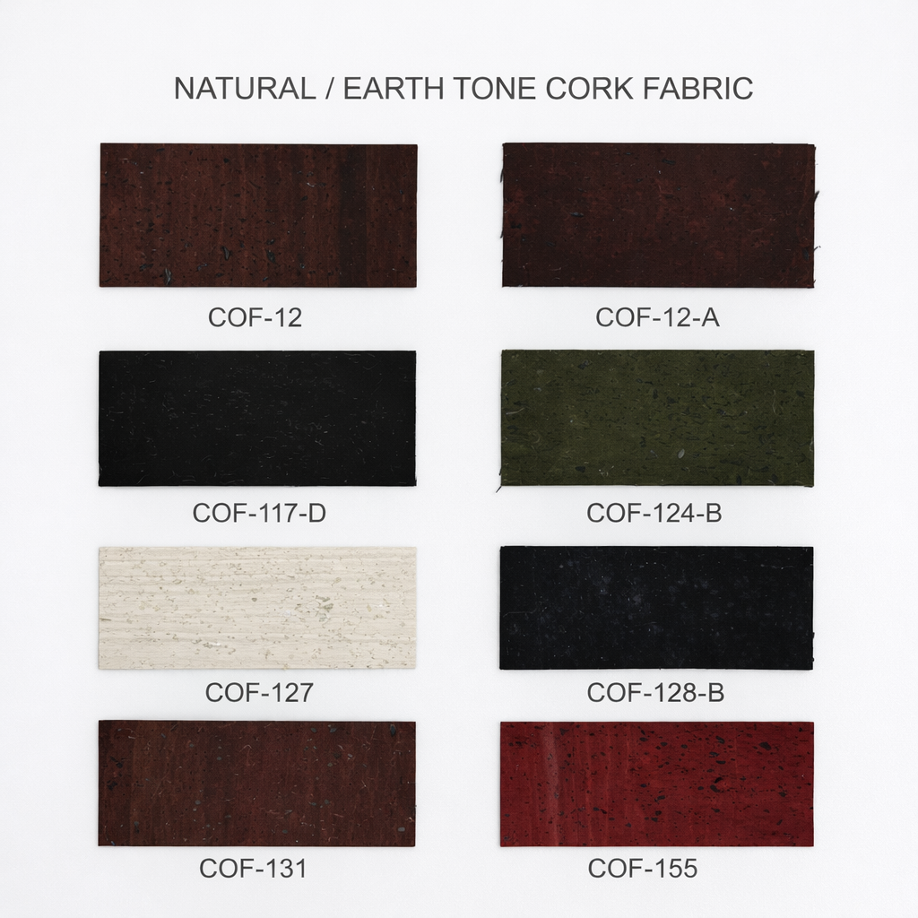 Natural / Earth Tone Cork Fabric | 8x5cm (3.1x2in) | 12 Piece Sample Pack