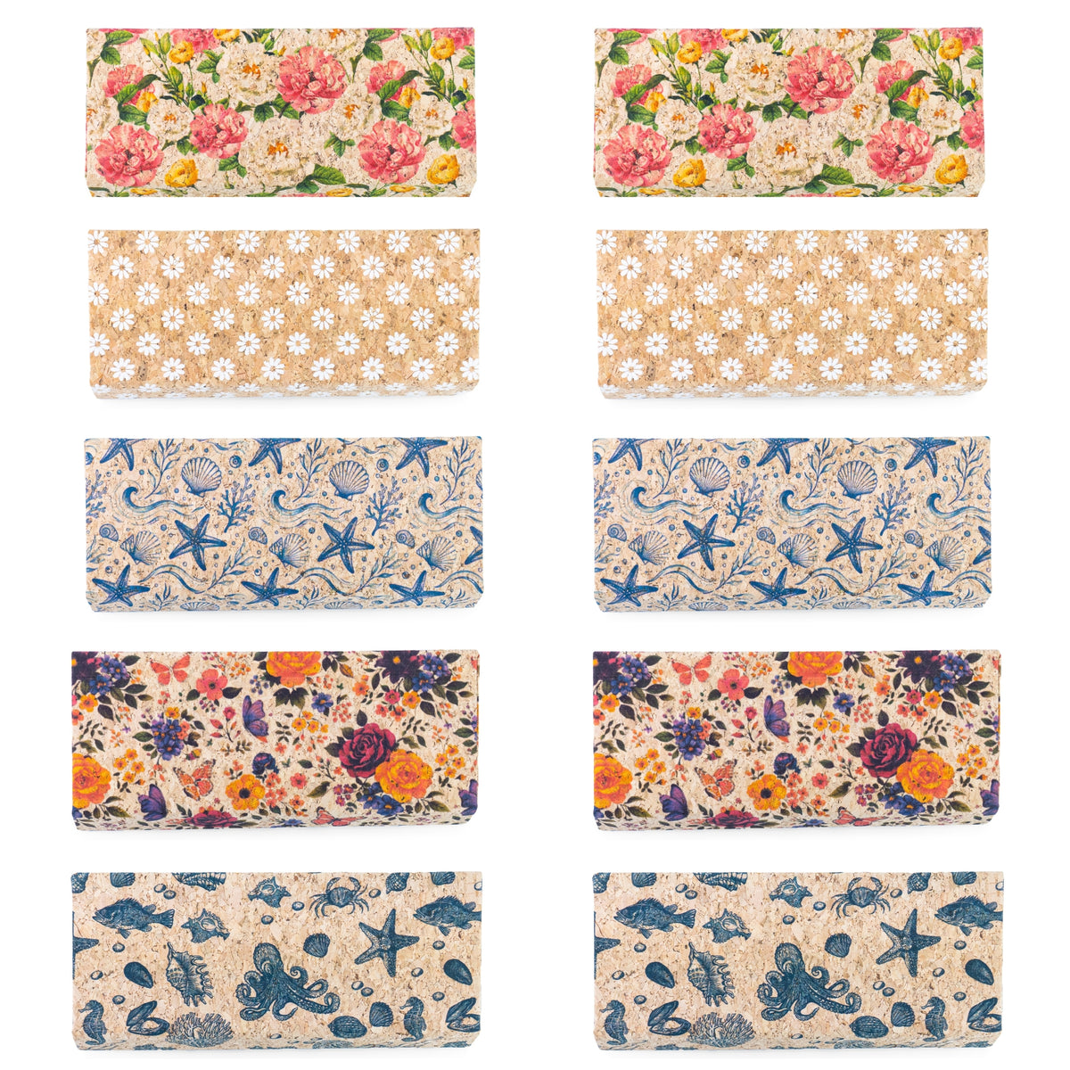 Printed Cork Glasses Cases – Magnetic Closure, Pack of 10 | L-1233-MIX-10