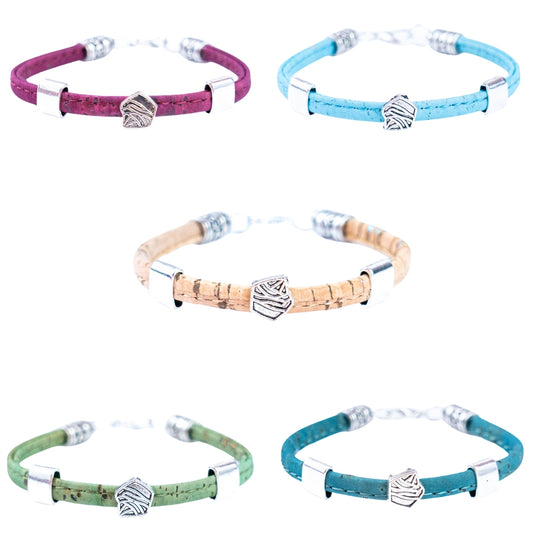 Handmade Women's Bracelet – 5mm Flat Colored Cork Cord with Alloy Ice Cream Charm DBR-059-MIX-5