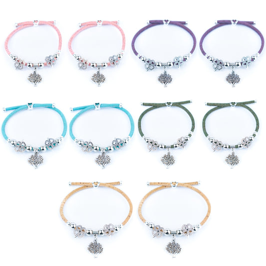 Colorful cork thread and Alloy accessories handmade women's bracelet DBR-030-B-10(MIXED)