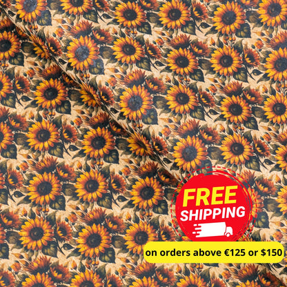 Floral Collection - Sunflower Pattern Cork Fabric COF-731