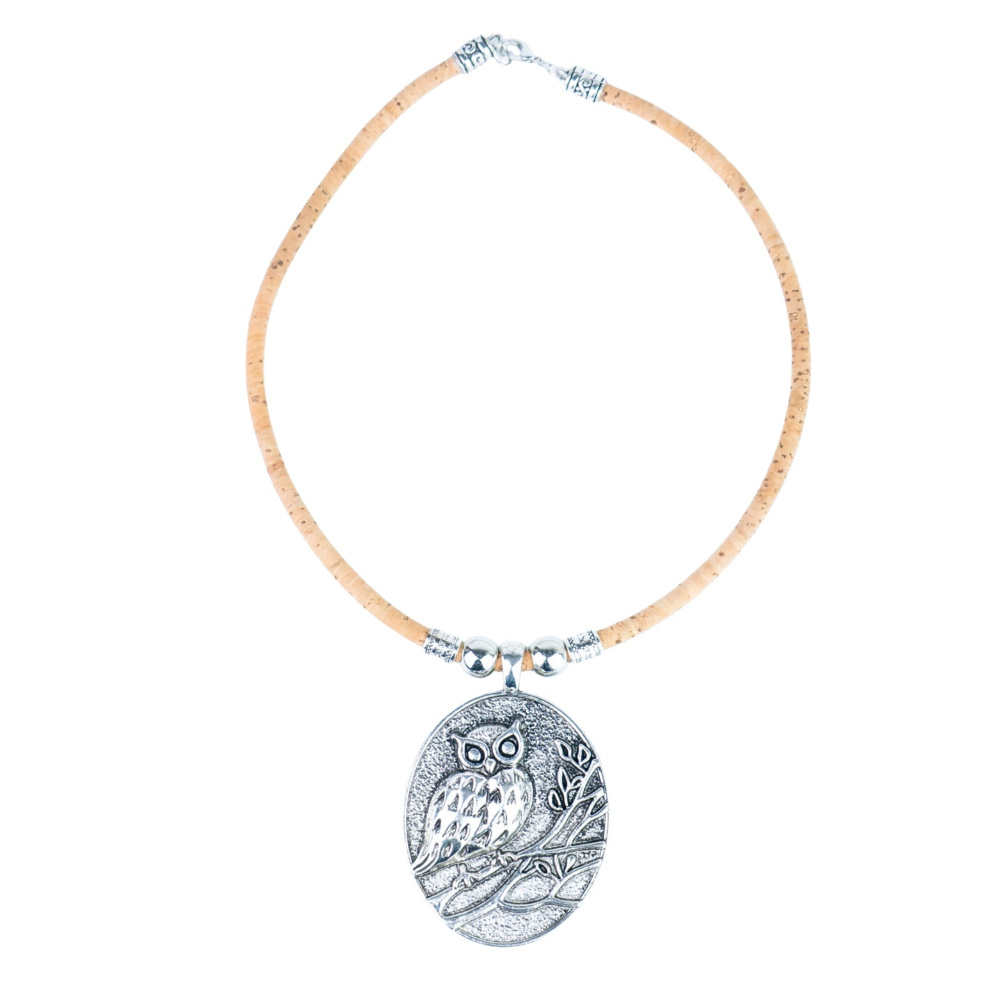Portuguese Handmade Cork Necklace with Owl Pendant NE-1058-3