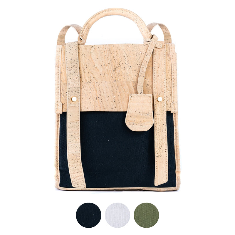 Eco-Friendly Small Cork and Canvas Backpack for Women BAG-2318