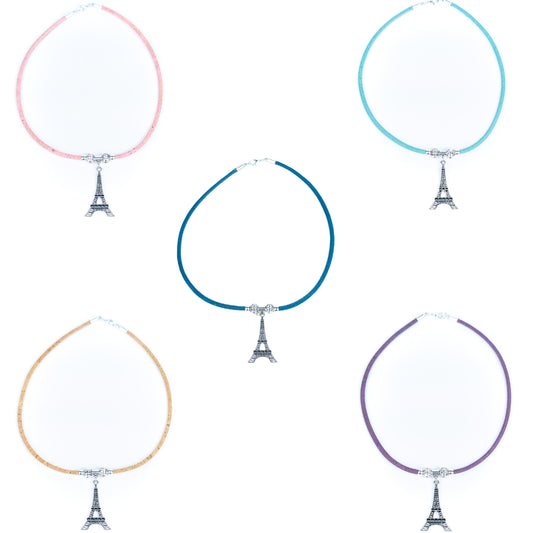 cork handmade women's Eiffel Tower Pendant Cork Necklace N-108-MIX-5