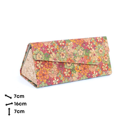 Printed Cork Foldable Triangular Glasses Cases L-1074-20