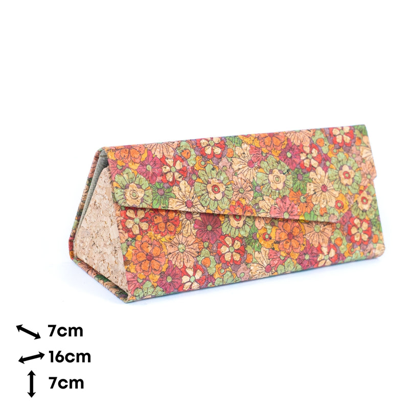 Printed Cork Foldable Triangular Glasses Cases L-1074-20