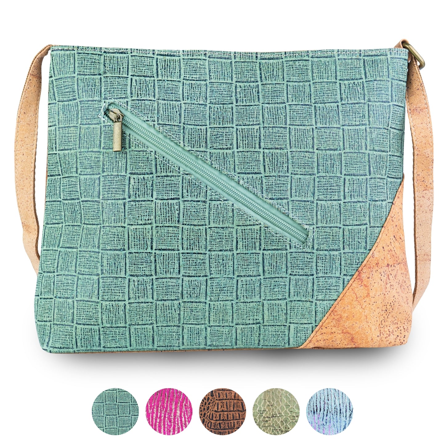 Natural Cork Textured Crossbody Bag for Women – Vegan Shoulder Handbag BAG-2406