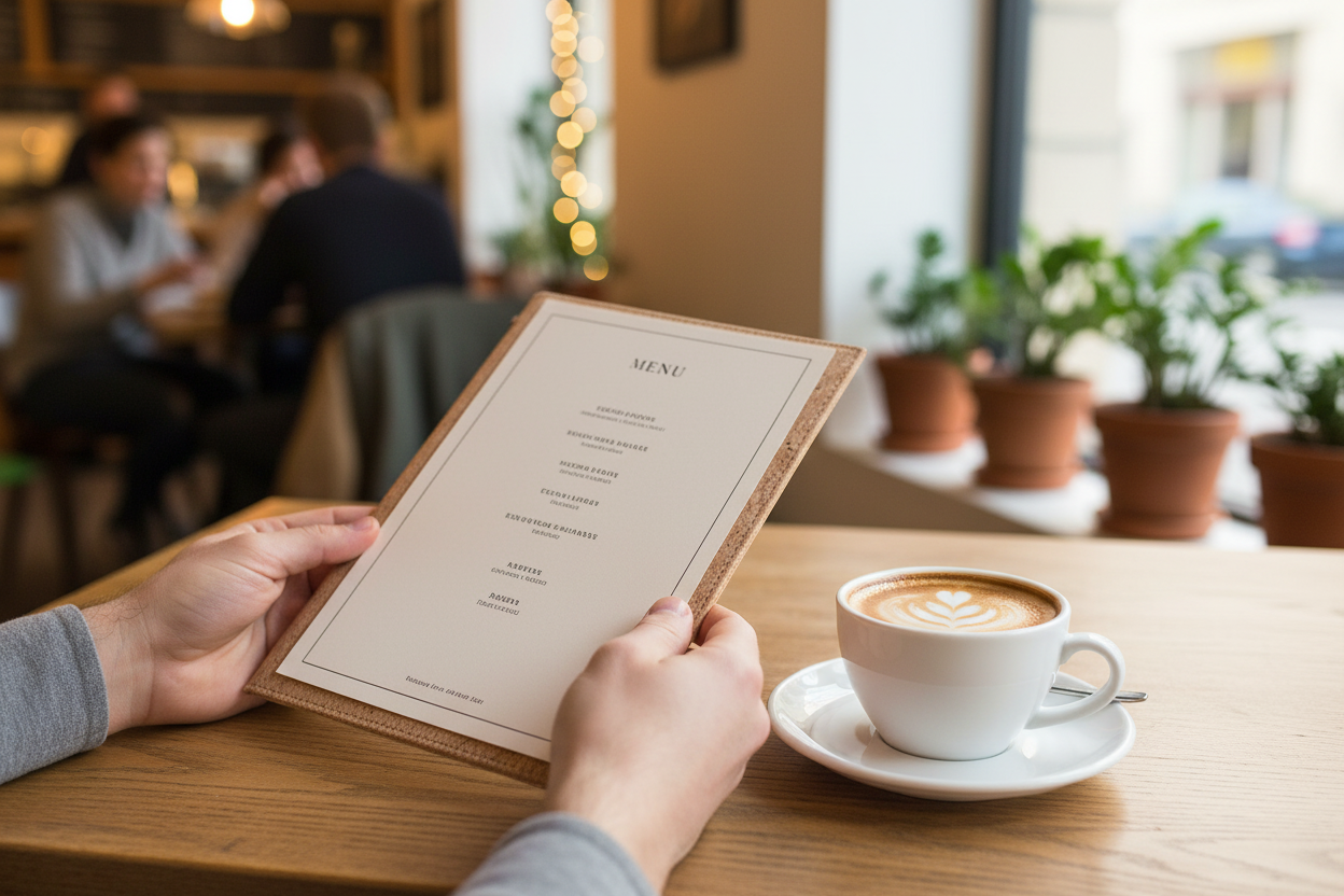 咖啡厅软木菜单使用场景 - 实际尺寸