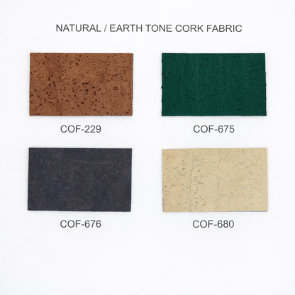 Natural / Earth Tone Cork Fabric | 8x5cm (3.1x2in) | 12 Piece Sample Pack