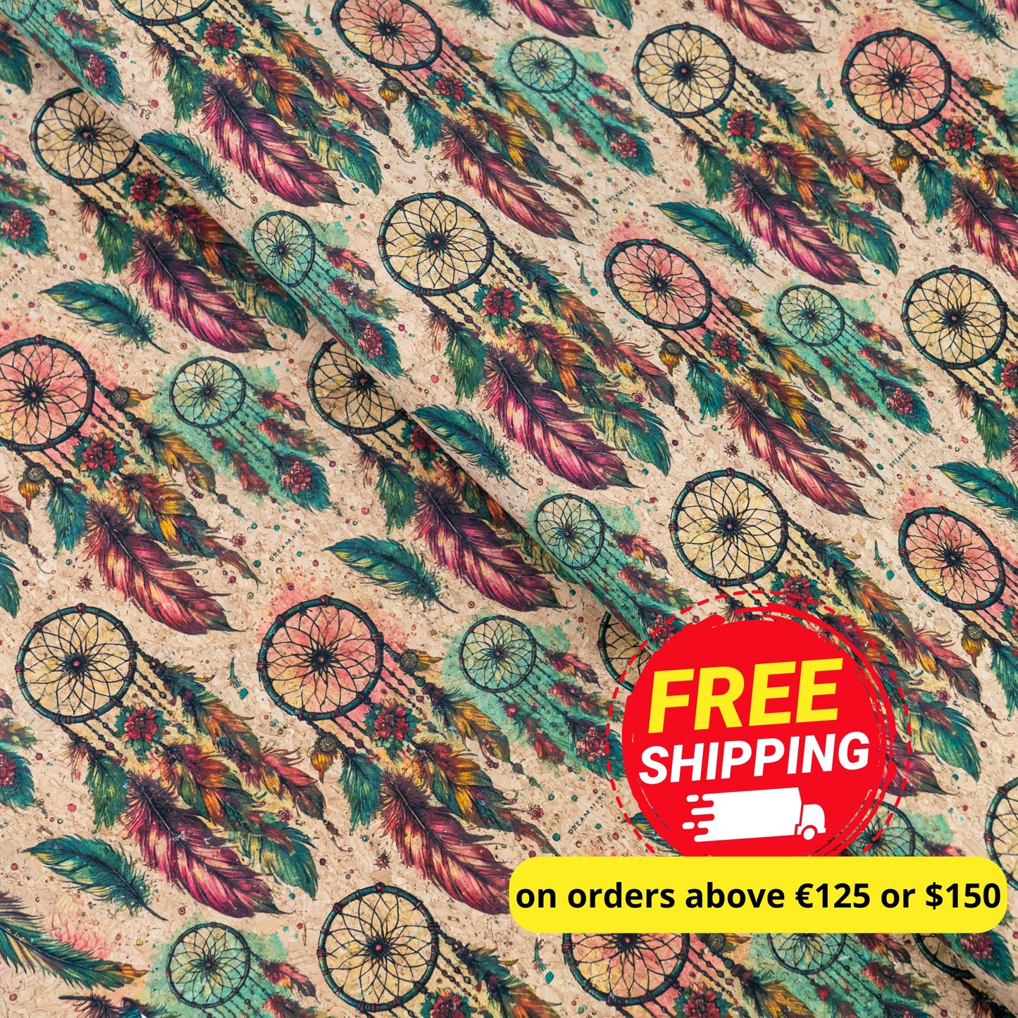 Spiritual Collection - Dreamcatcher Pattern Cork Fabric COF-741