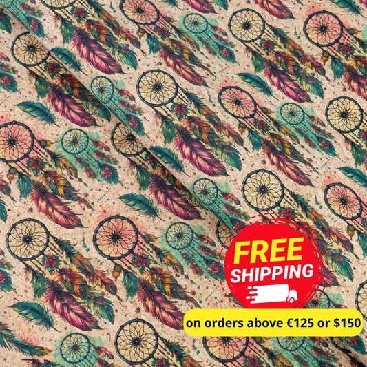 Spiritual Collection - Dreamcatcher Pattern Cork Fabric COF-741