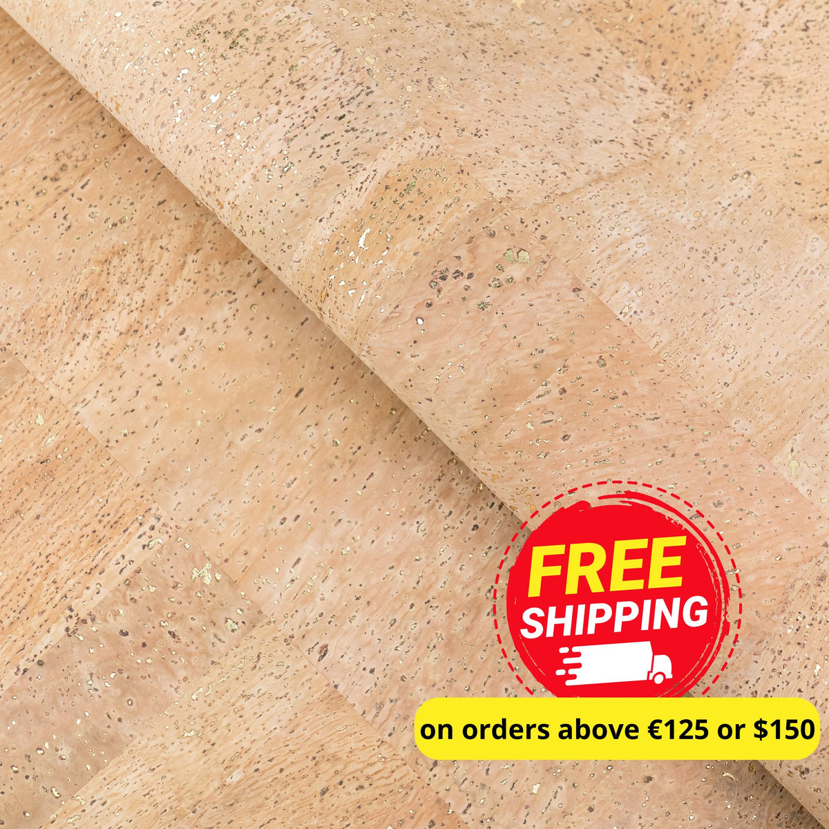 Natural Cork Fabric with Gold Flecks COF-709