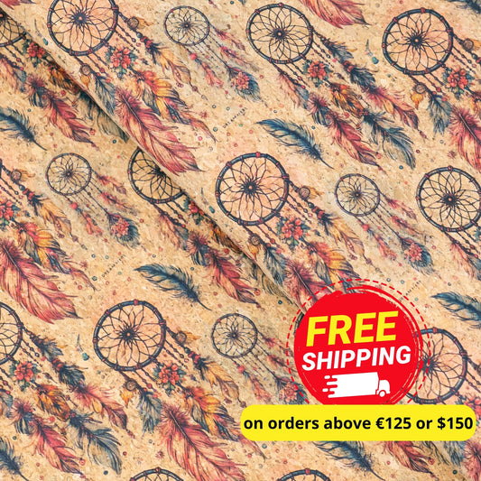 Spiritual Collection - Dreamcatcher Pattern Cork Fabric COF-741