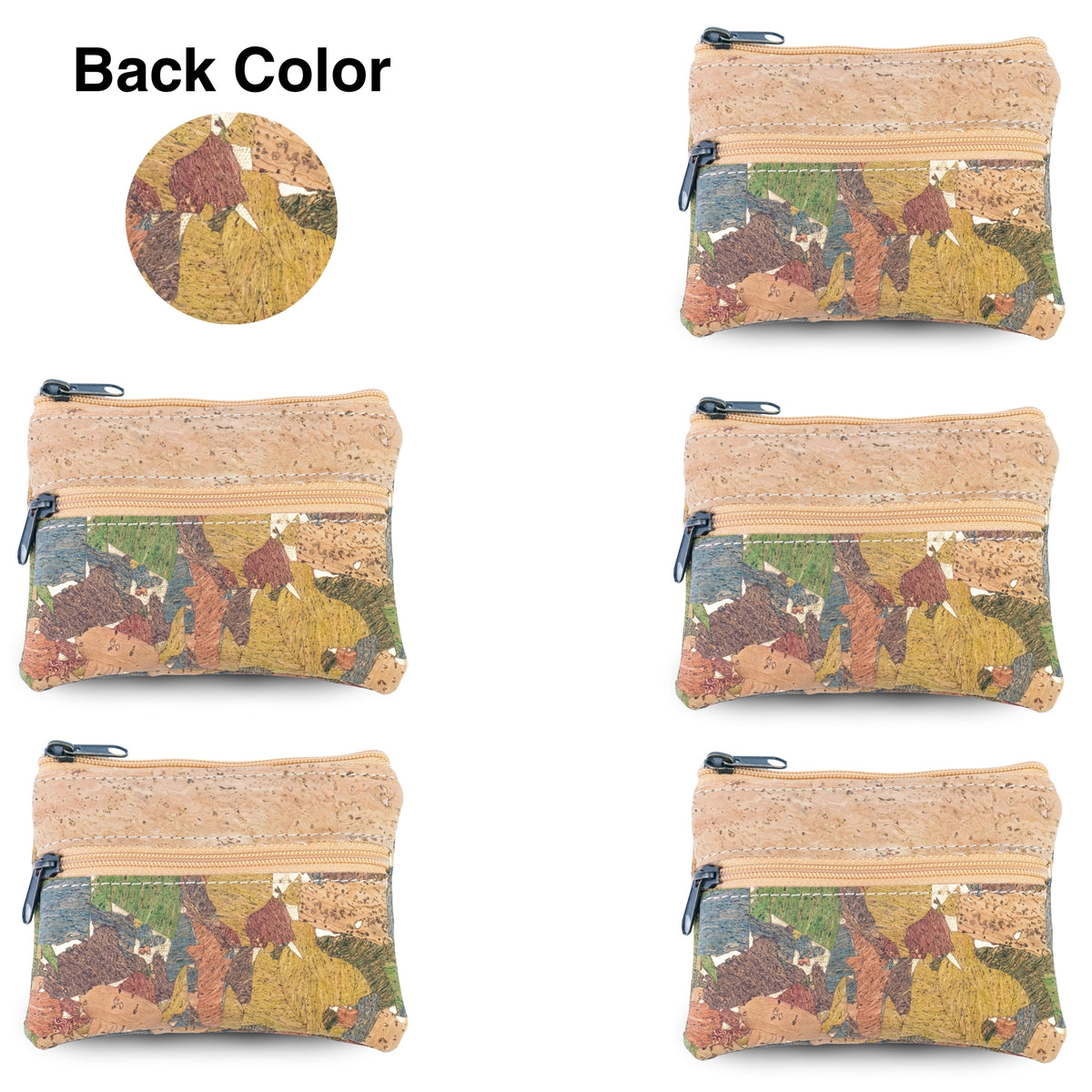 Lisbon Cork Coin Purse with Two Zip Pockets – Pack of 5 | BAGP-289C