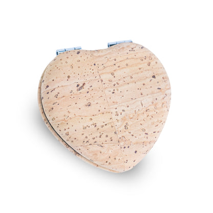 Thick Heart-Shaped Cork Compact Mirror – Double-Sided (12-Pack)L-1212-12