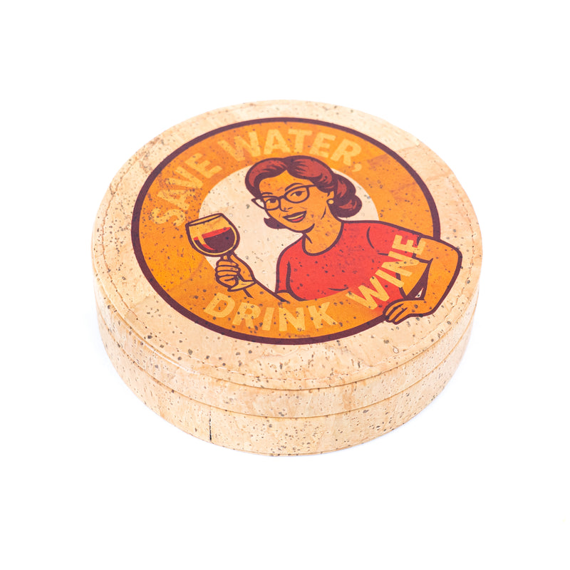 Cork Wine Accessory Gift Set – 4-Piece in Natural Cork Box L-1156