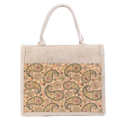 Floral Cork & Jute Tote Handbag BAG-2381