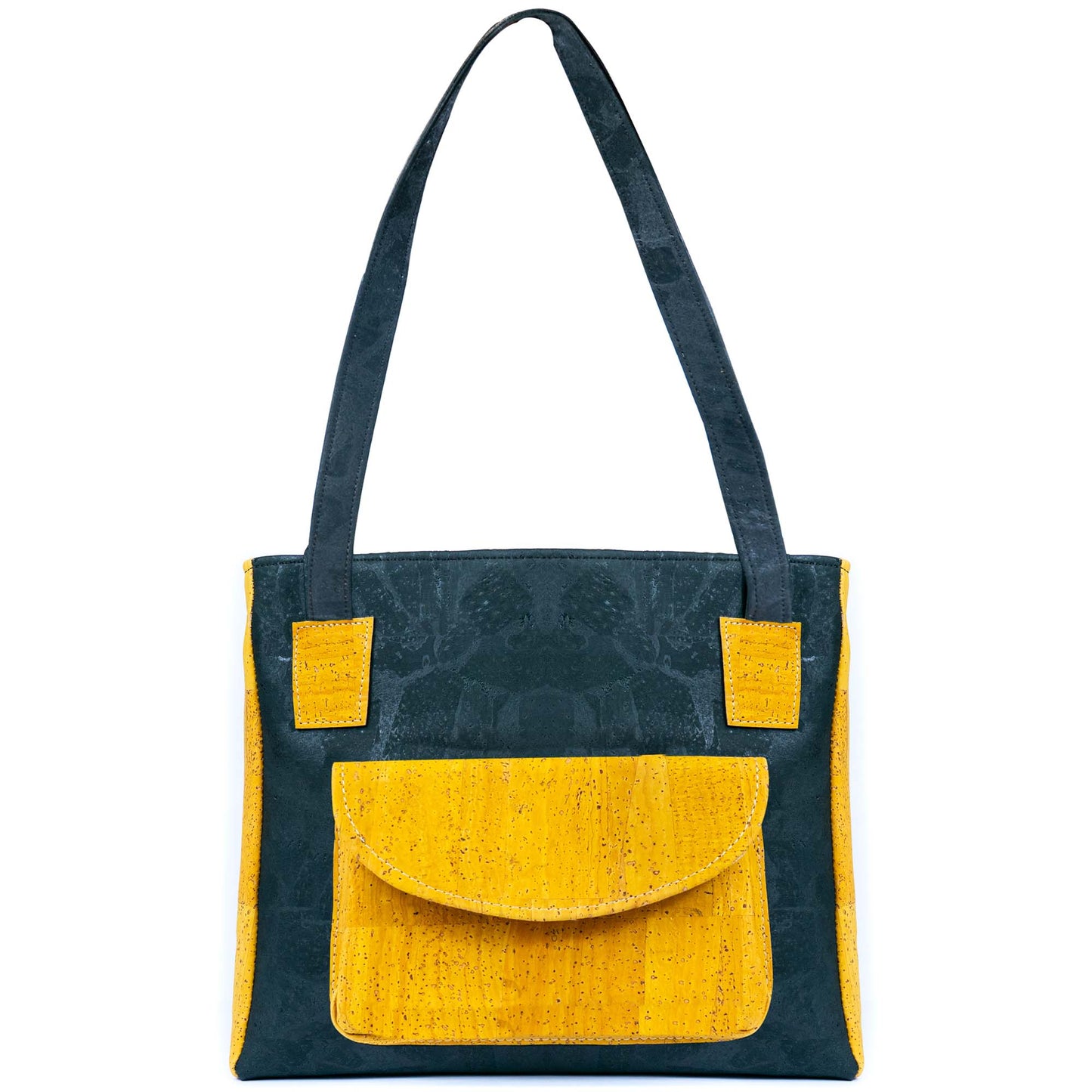 Cork Handbag for Women – Dual Tone Tote with Front Pocket BAGP-310