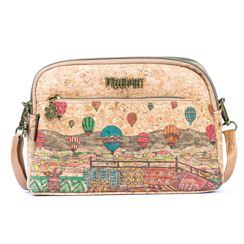 Versatile Cork Crossbody & Clutch Bag with City Landmark Designs  BAGF-105