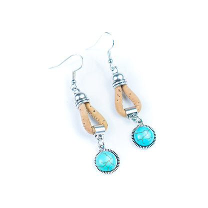 3mm Cork &amp; Turquoise Earrings | 5 Pairs in Matching Color | Handmade in Portugal-ER-207