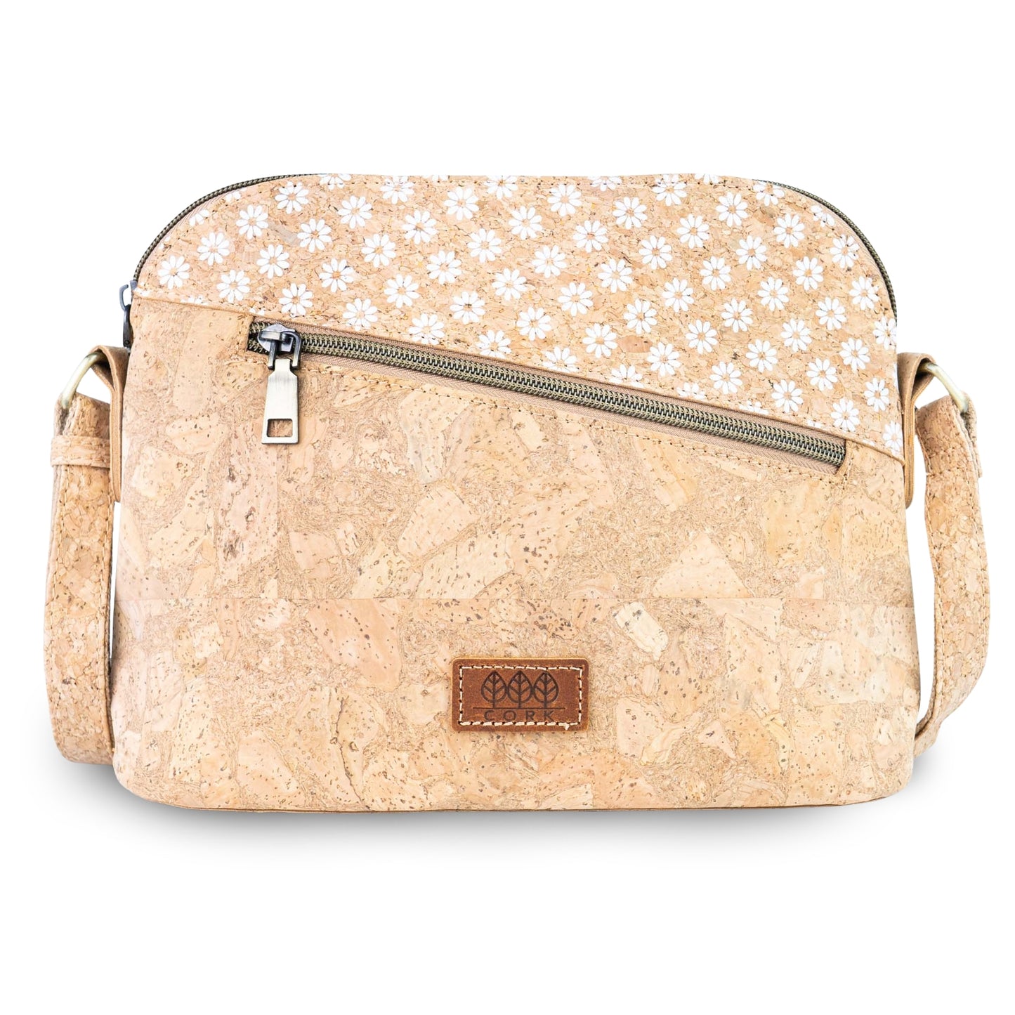 Natural Cork Crossbody Bag with Printed Accent BAGD-659