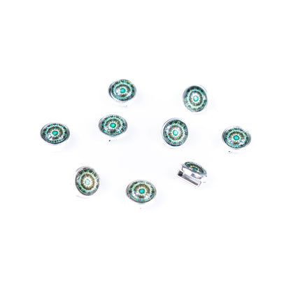 10 Pcs for 10mm flat leather, Multicolor beads slider Antique silver beads jewelry supplies jewelry findings    D-1-10-291
